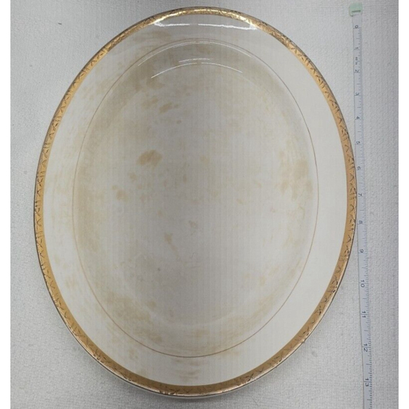 Sebring Pottery Other - Vintage 22K Gold Rare Oval Serving Dish The Etched Design Sebring Pottery USA